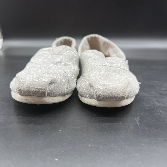 TOMS Musical Notes Canvas Slip-on Shoes Womens Size 9.5 Mocs Music Gray White - Picture 3 of 11